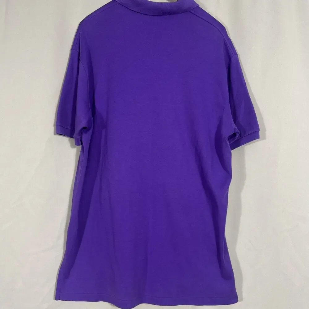 Polo Ralph Lauren Mens L Purple Polo Shirt Yellow Pony Cotton Preppy Heritage
